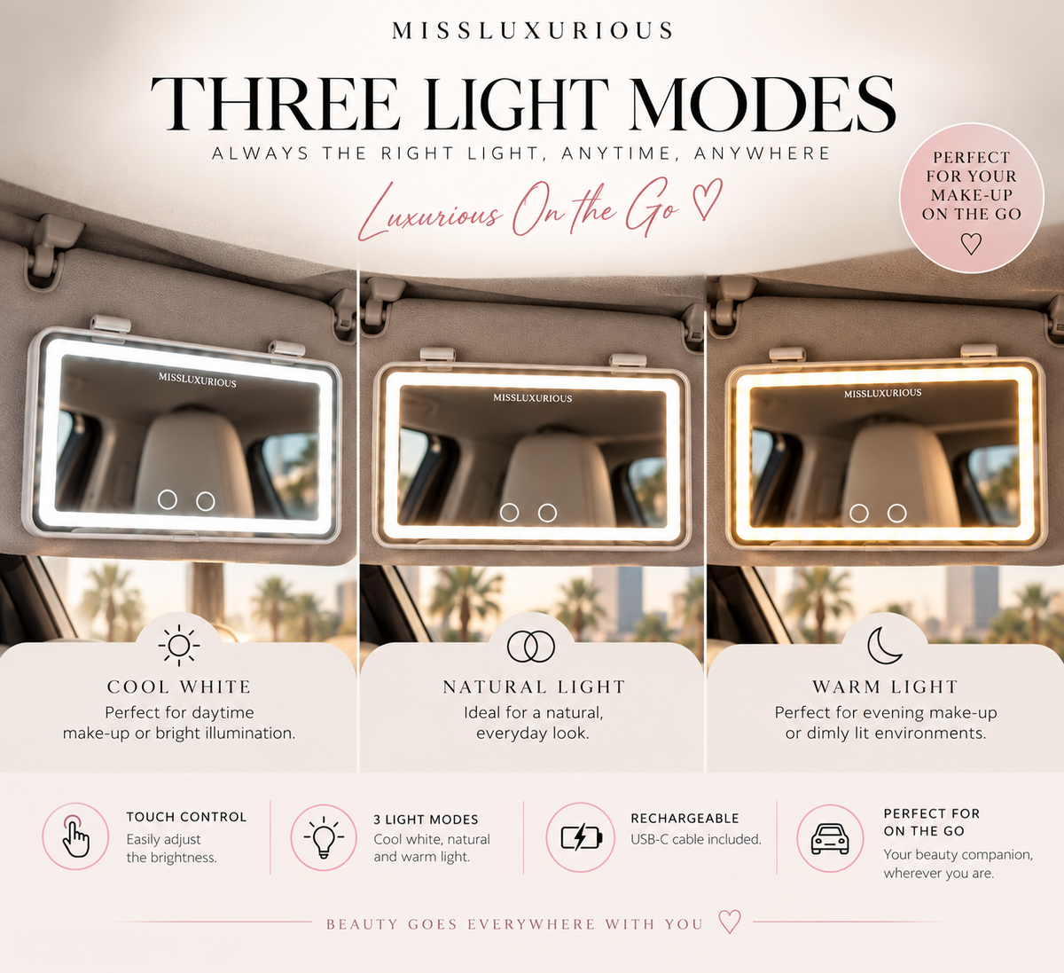 CarGlam Mirror - LED licht auto spiegel