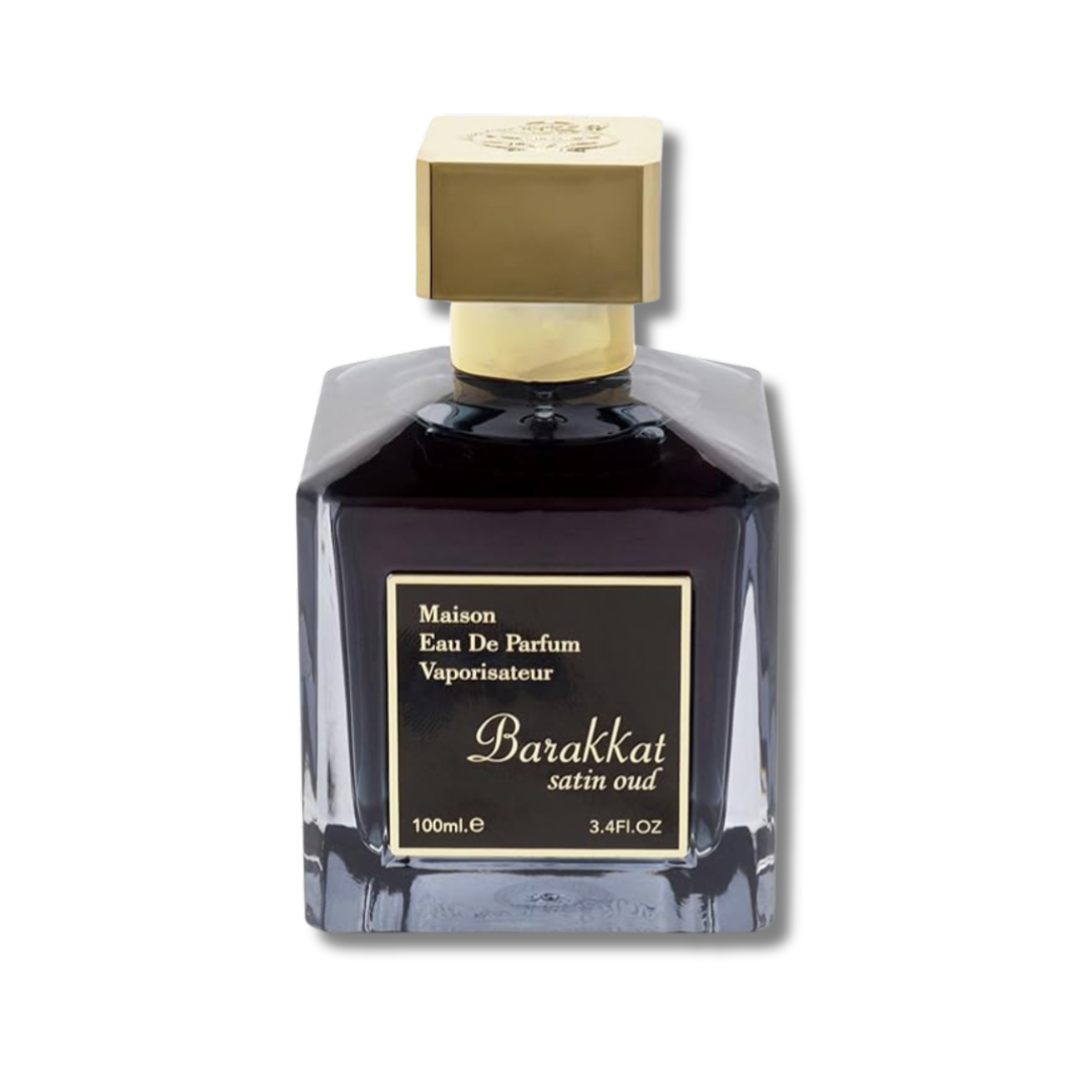 Barakkat Satin Oud Fragrance World inspired dupe by Satin Oud by Maison Francis Kurkdijan Missluxurious