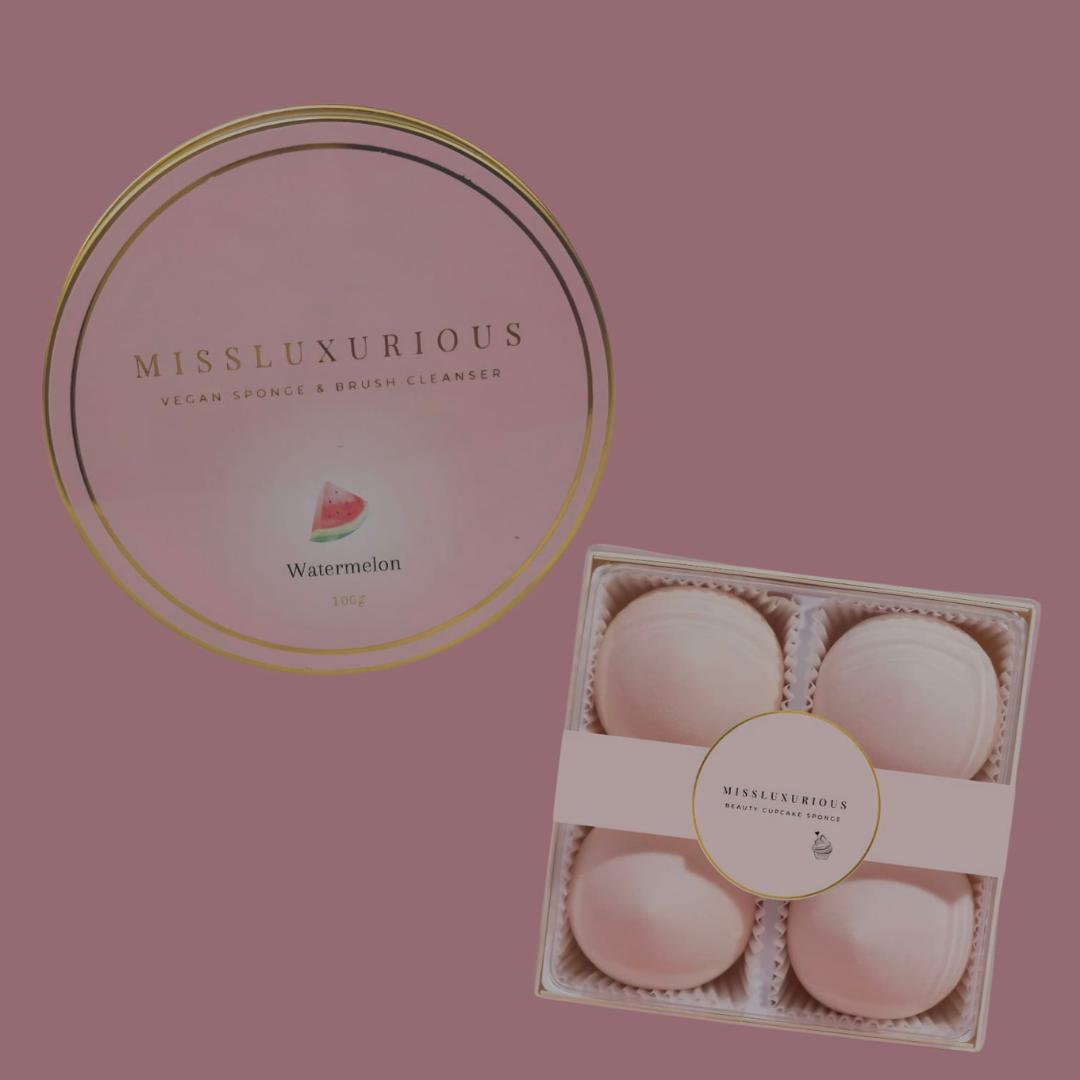Beauty Cupcake Sponge & Watermelon Brush en Sponge Cleanser Bundel